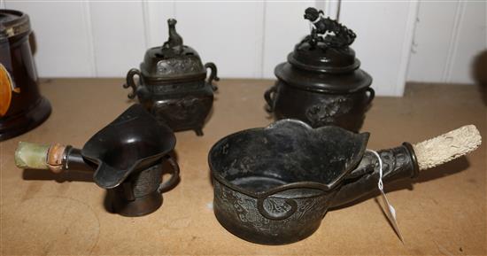 Four Oriental bronze vessels
